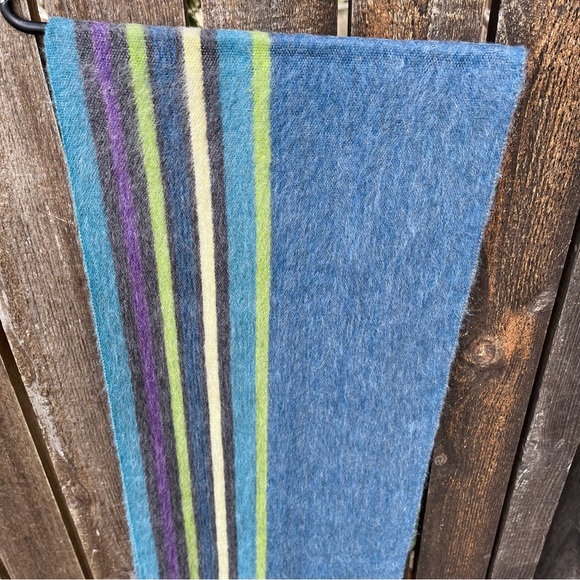 Shupaca Blue Bird Alpaca Blend Striped Fringed Scarf NWOT - Picture 7 of 15